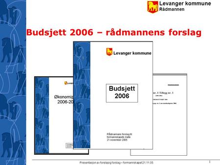 Levanger kommune Rådmannen Presentasjon av foreløpig forslag – formannskapet 21.11.05 1 Budsjett 2006 – rådmannens forslag.