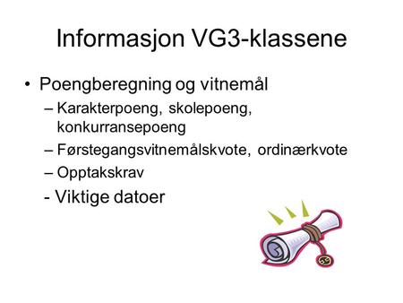 Informasjon VG3-klassene
