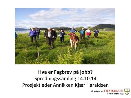 Hva er Fagbrev på jobb? Spredningssamling 14.10.14 Prosjektleder Annikken Kjær Haraldsen.