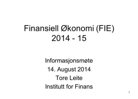 Finansiell Økonomi (FIE)