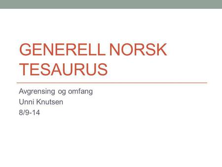 generell norsk tesaurus