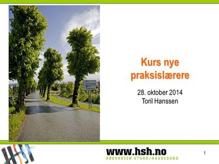 Kurs nye praksislærere 28. oktober 2014 Toril Hanssen 1.