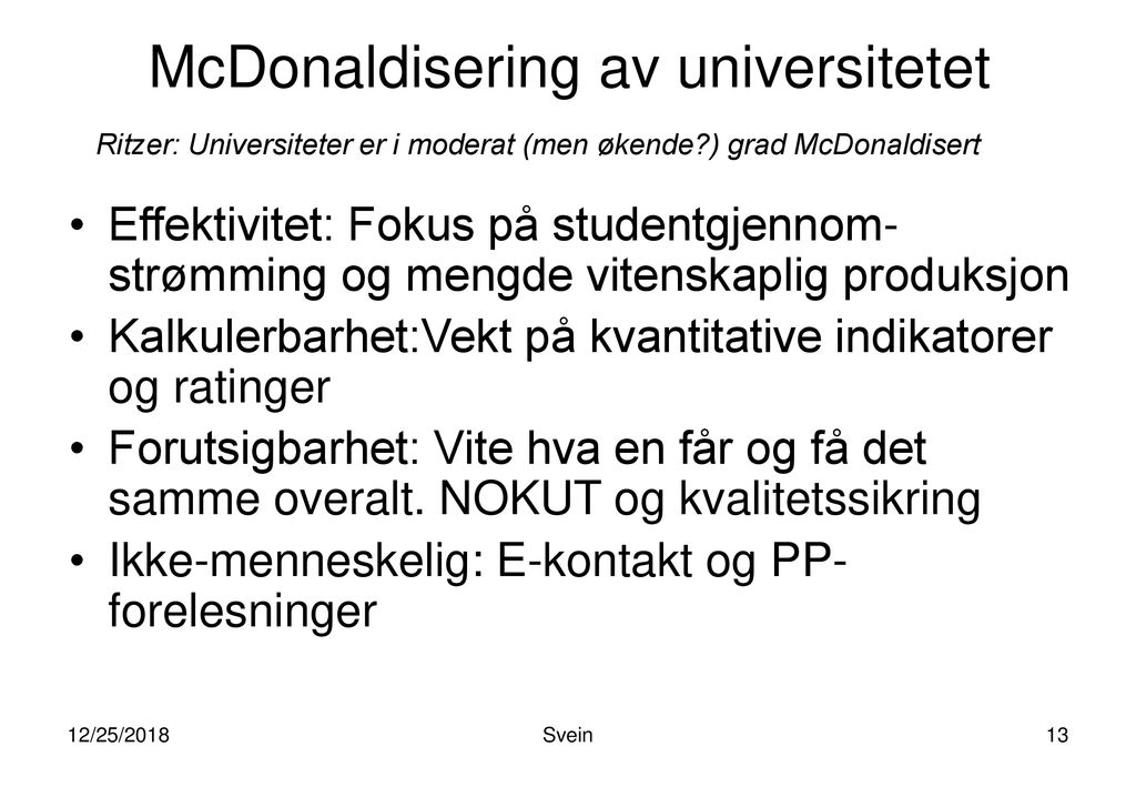 McDonaldisering av universitetet
