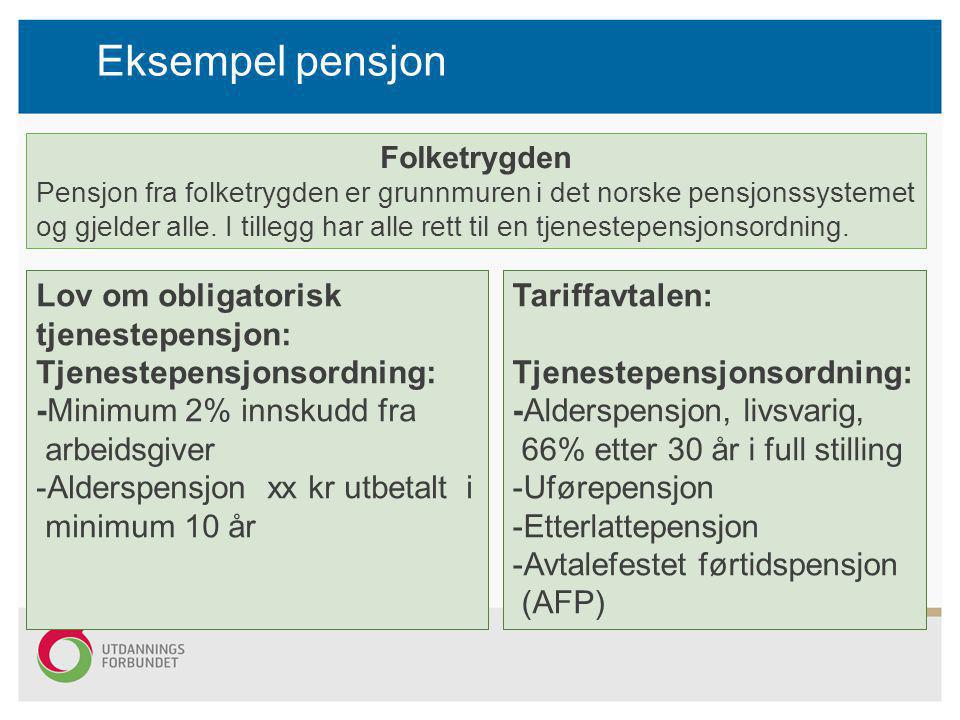 Eksempel pensjon Lov om obligatorisk tjenestepensjon: