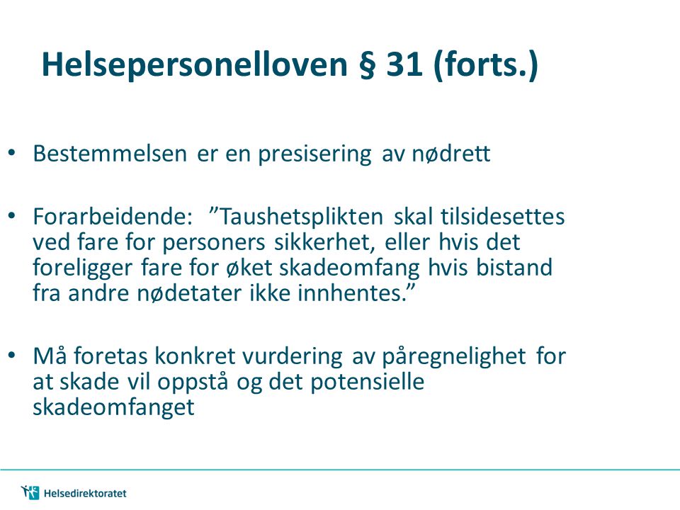 Helsepersonelloven § 31 (forts.)