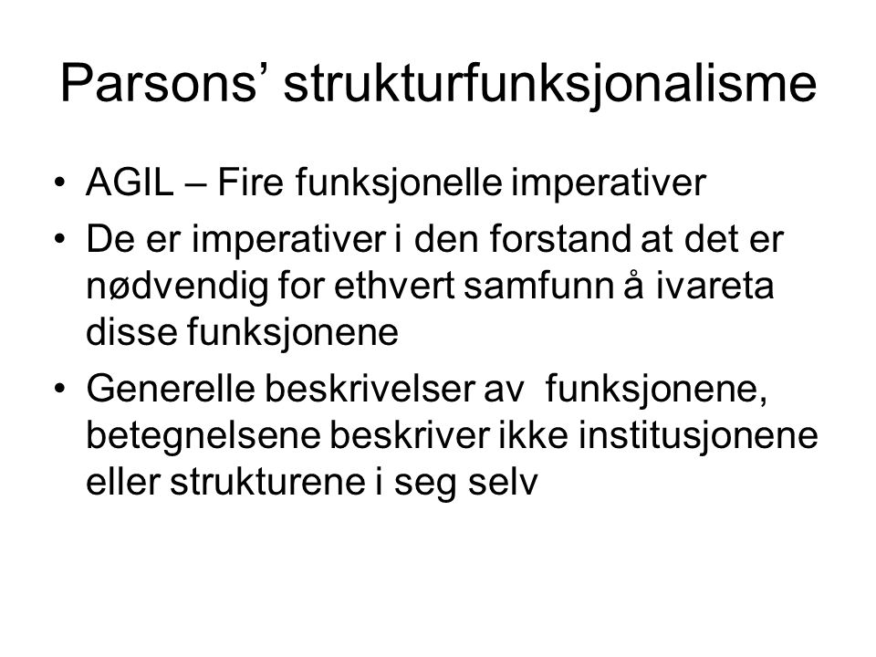 Parsons’ strukturfunksjonalisme