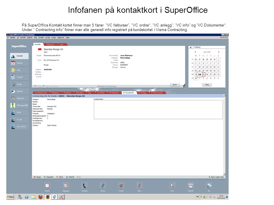 Infofanen på kontaktkort i SuperOffice