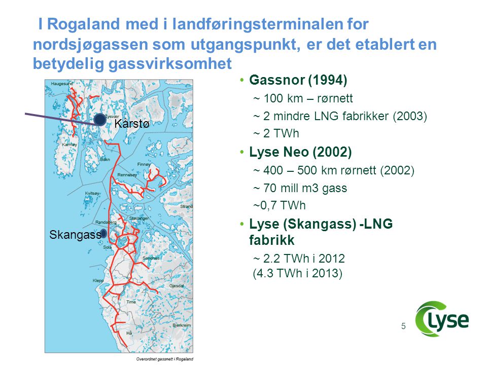 I Rogaland med i landføringsterminalen for nordsjøgassen som utgangspunkt, er det etablert en betydelig gassvirksomhet