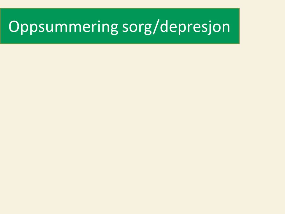 Oppsummering sorg/depresjon