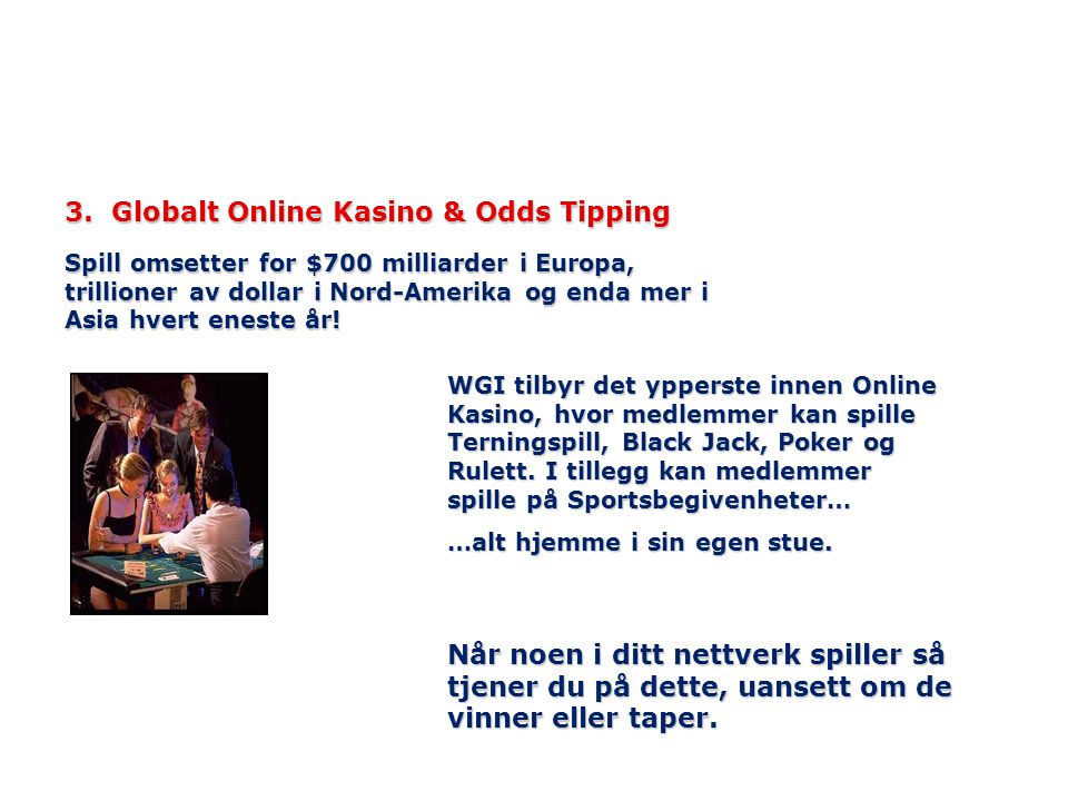 3. Globalt Online Kasino & Odds Tipping
