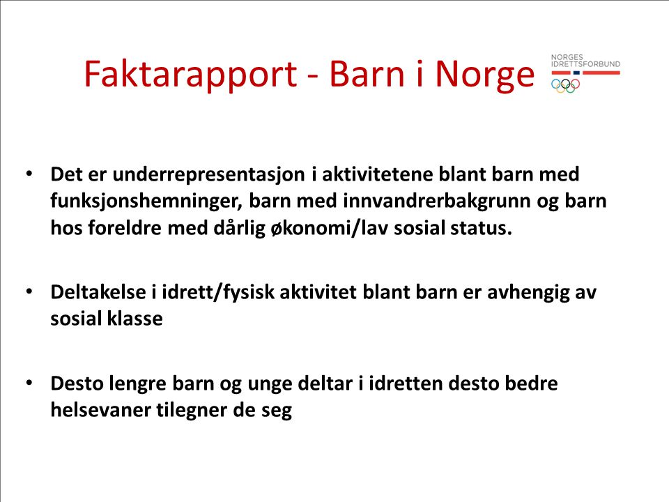 Faktarapport - Barn i Norge