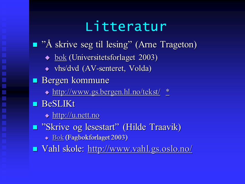 Litteratur Å skrive seg til lesing (Arne Trageton)
