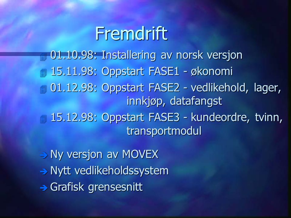 Fremdrift : Installering av norsk versjon