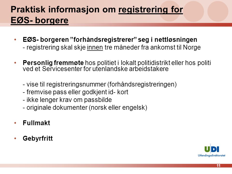 Praktisk informasjon om registrering for EØS- borgere
