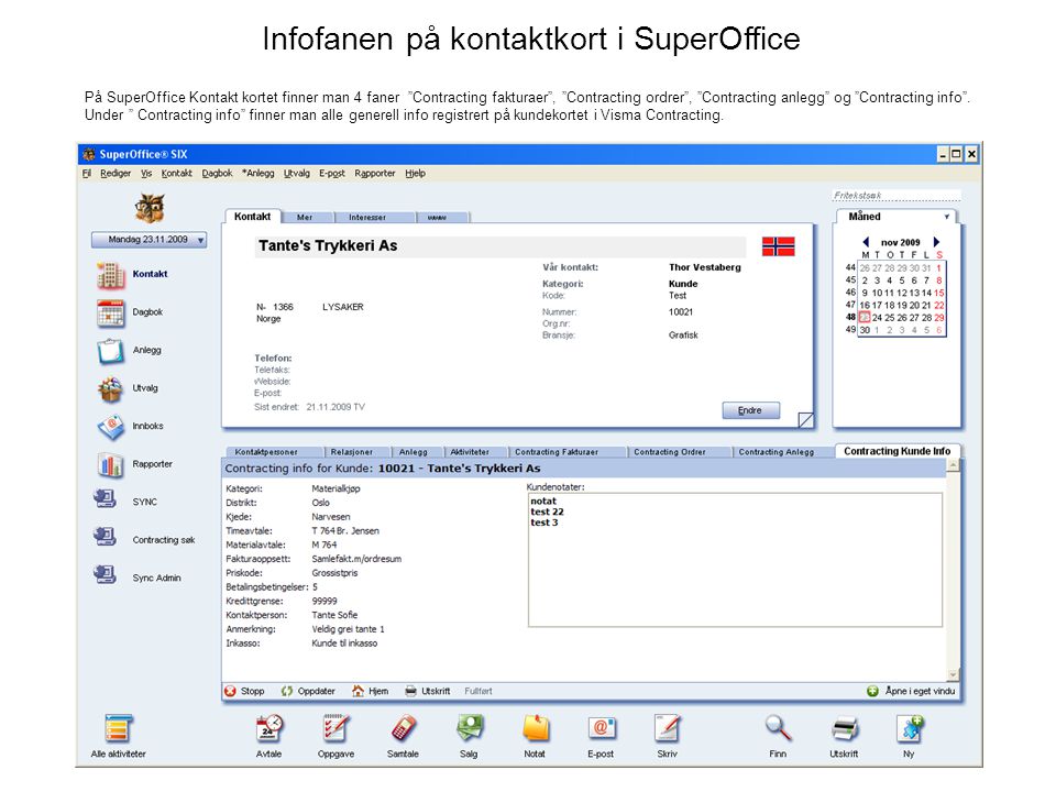 Infofanen på kontaktkort i SuperOffice