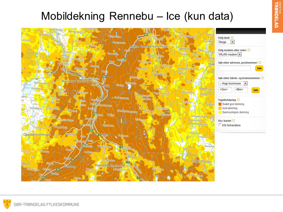 Mobildekning Rennebu – Ice (kun data)