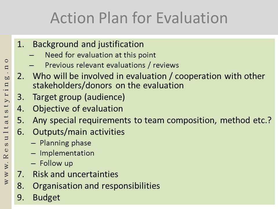 Action Plan for Evaluation