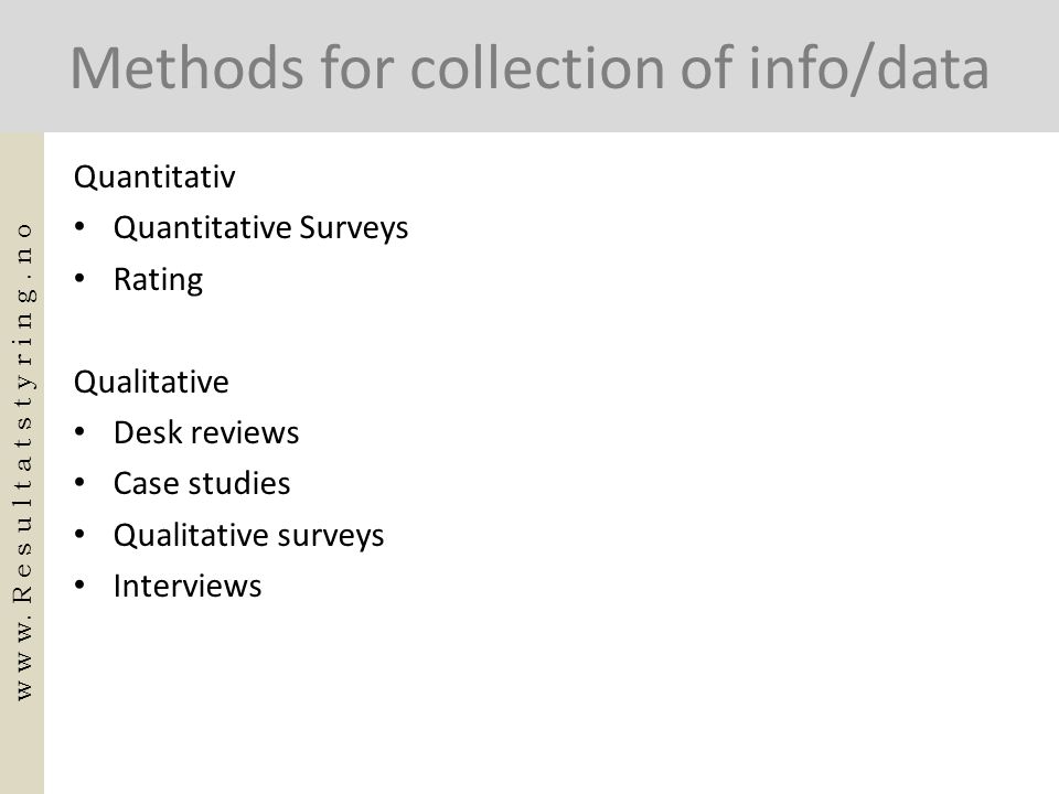 Methods for collection of info/data