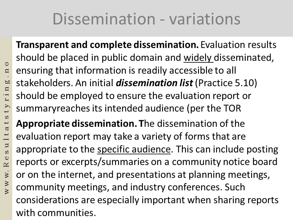 Dissemination - variations