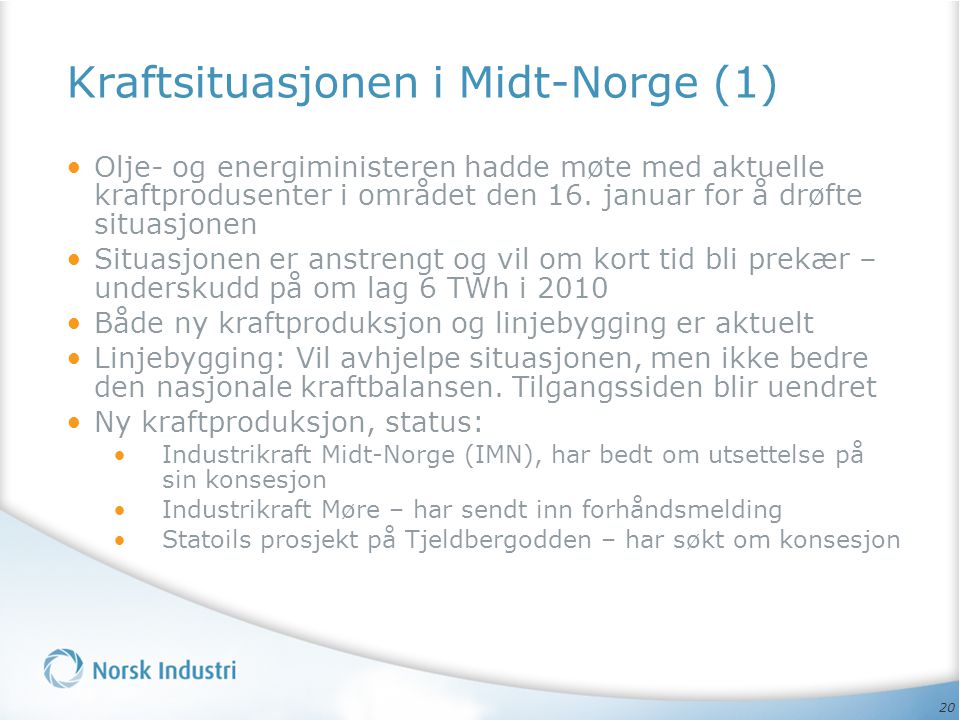 Kraftsituasjonen i Midt-Norge (1)