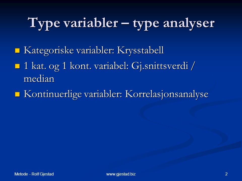 Type variabler – type analyser