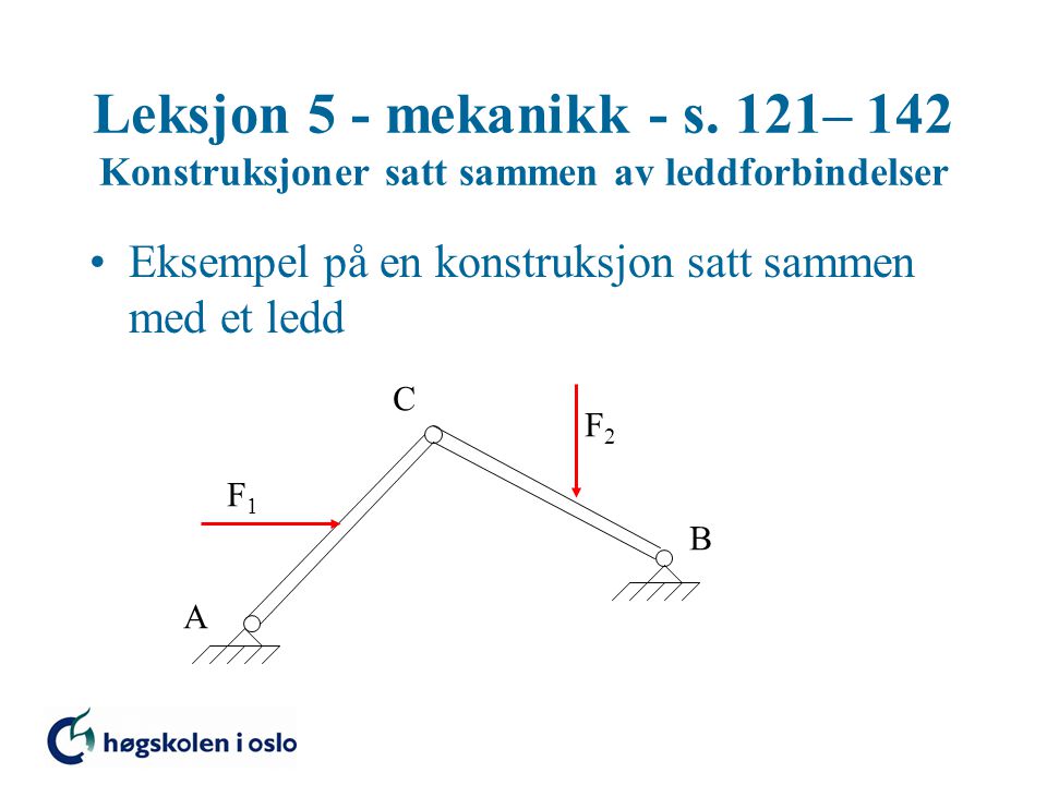 Leksjon 5 - mekanikk - s. 121– 142 Konstruksjoner satt sammen av leddforbindelser