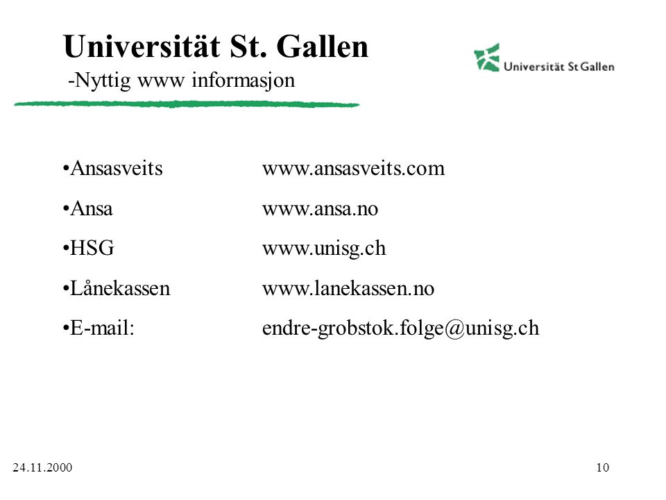 Universität St. Gallen -Nyttig www informasjon