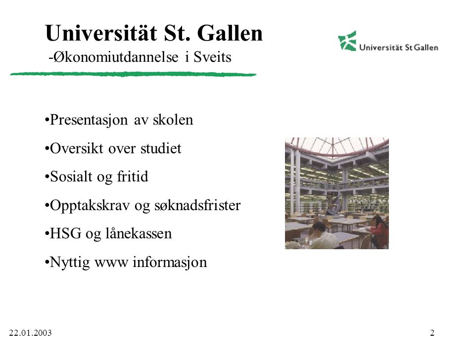 Universität St. Gallen -Økonomiutdannelse i Sveits