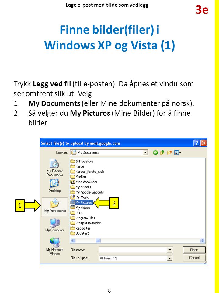 Finne bilder(filer) i Windows XP og Vista (1)