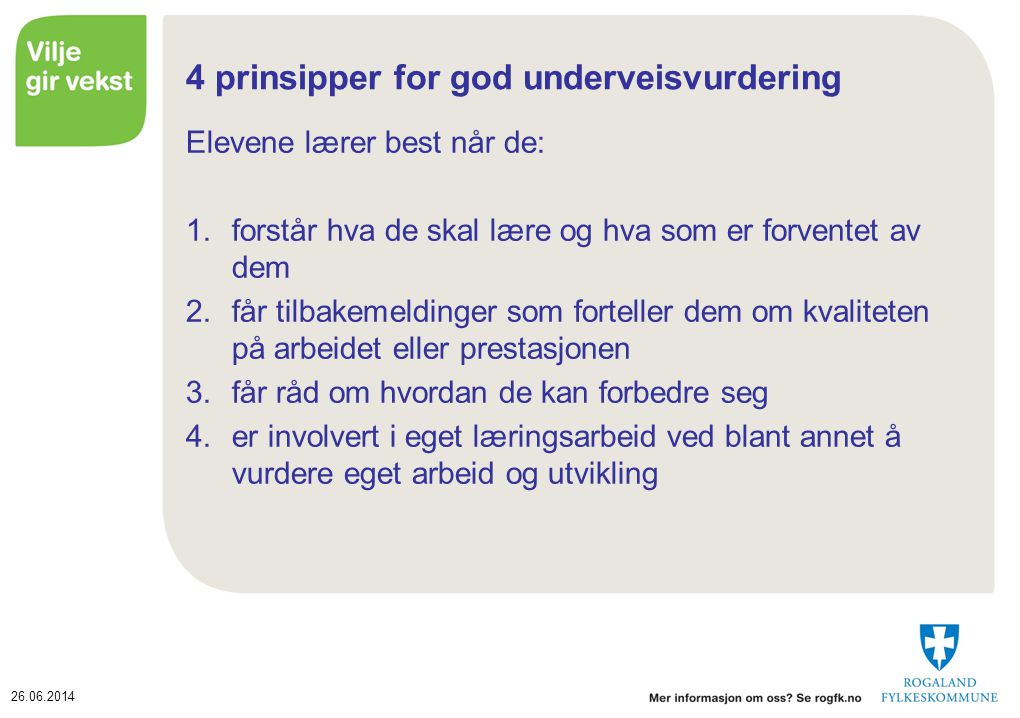 4 prinsipper for god underveisvurdering