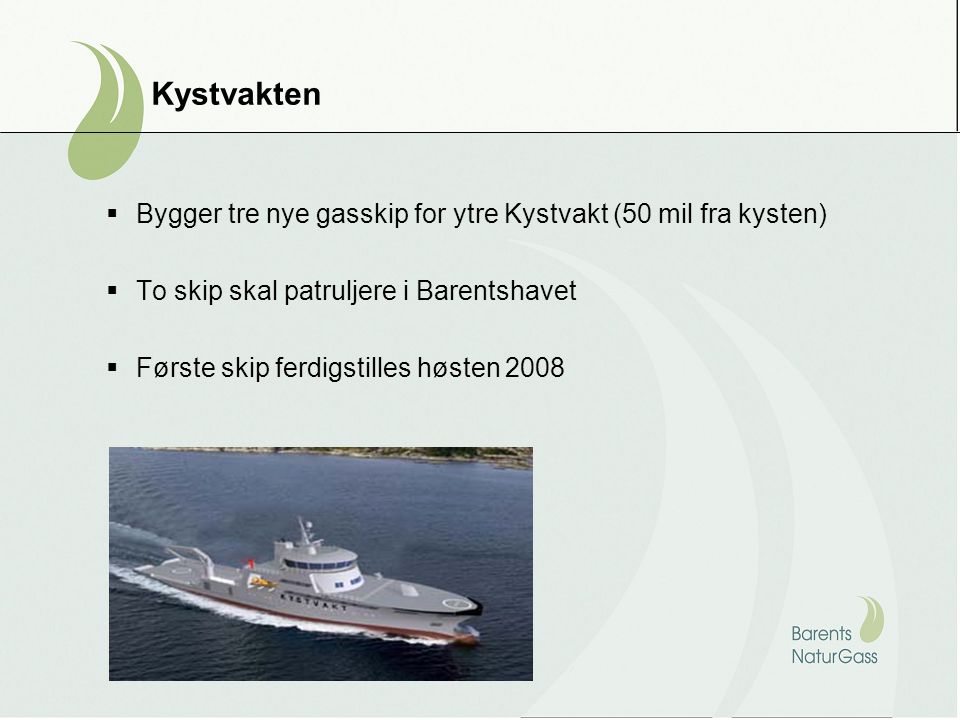 Bygger tre nye gasskip for ytre Kystvakt (50 mil fra kysten)