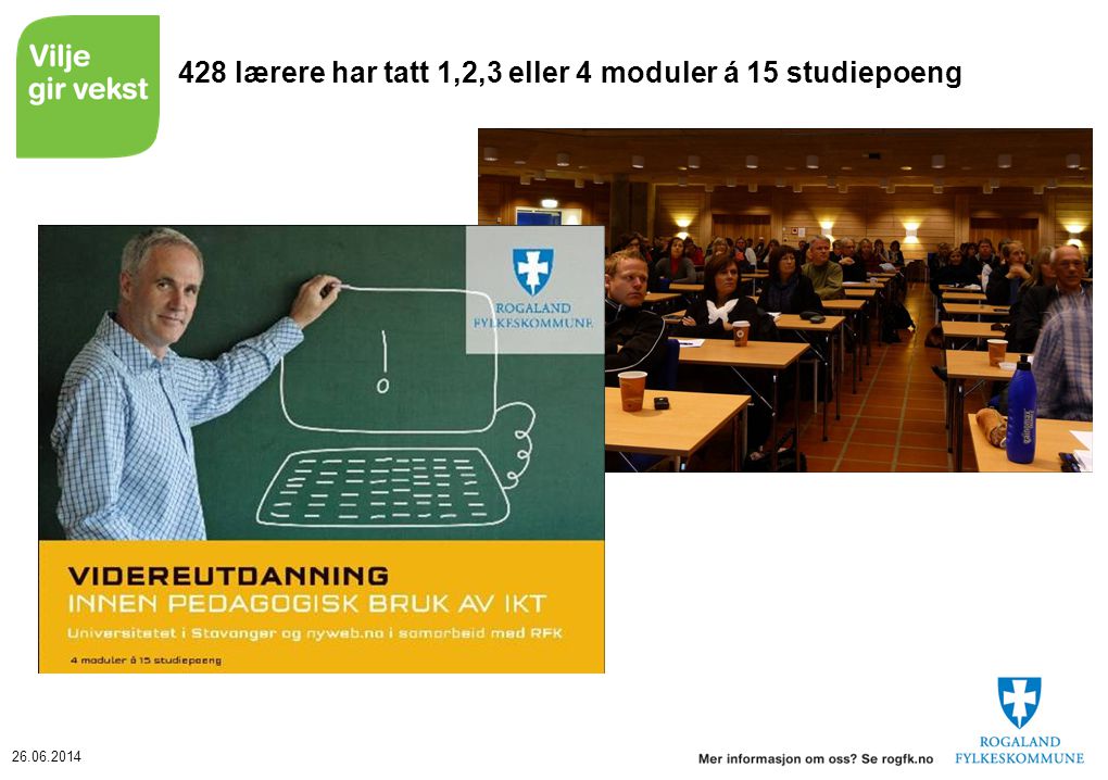 428 lærere har tatt 1,2,3 eller 4 moduler á 15 studiepoeng