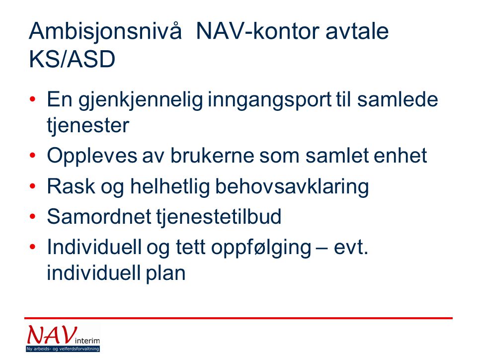 Ambisjonsnivå NAV-kontor avtale KS/ASD