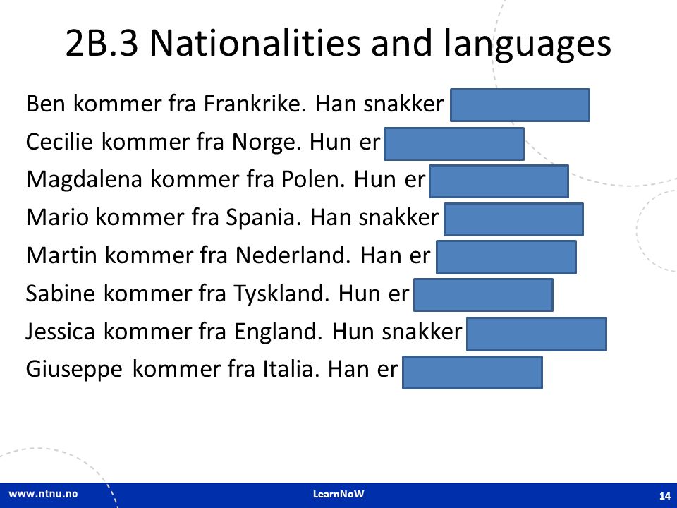 2B.3 Nationalities and languages