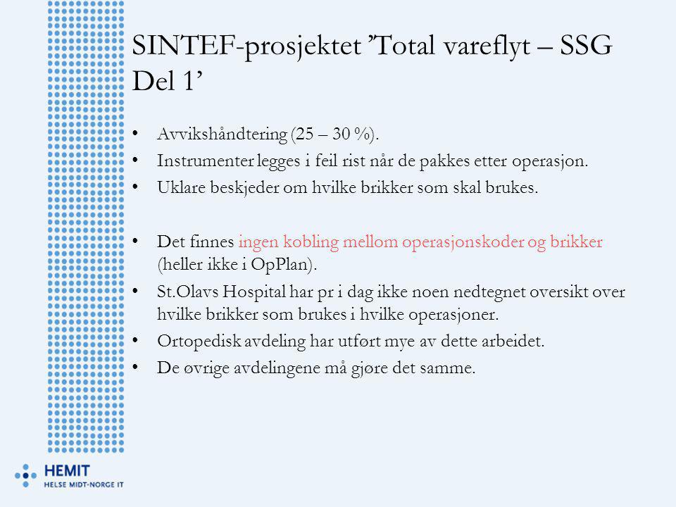 SINTEF-prosjektet ’Total vareflyt – SSG Del 1’