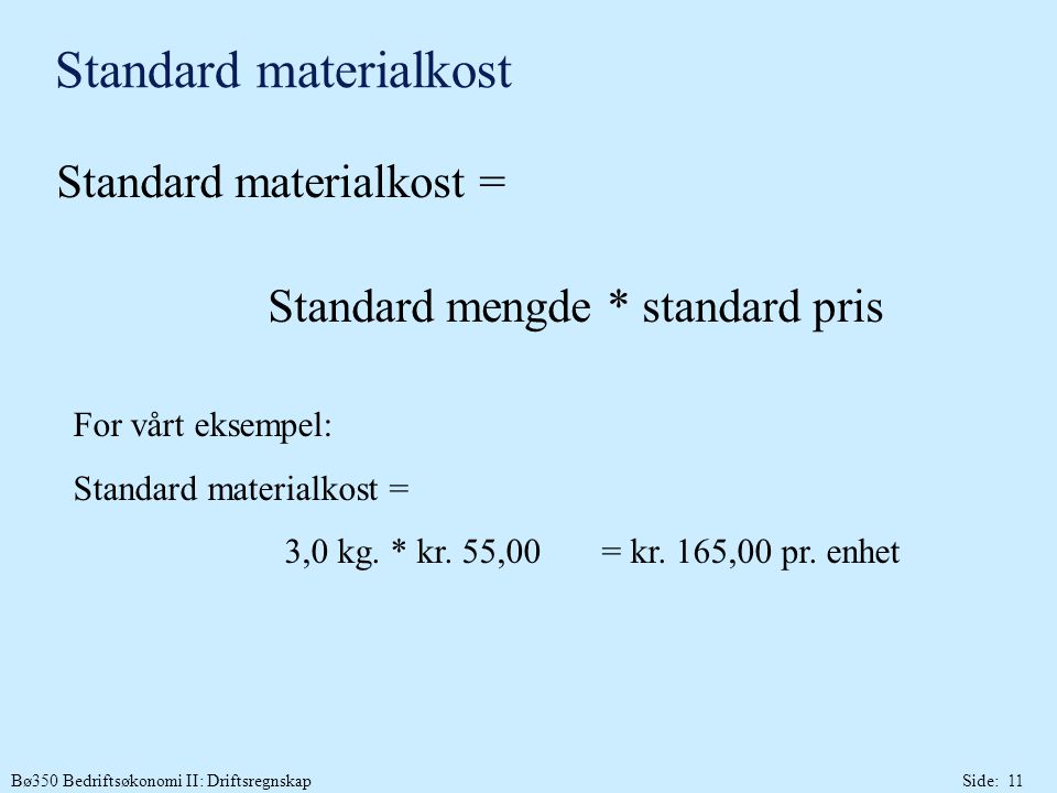 Standard materialkost
