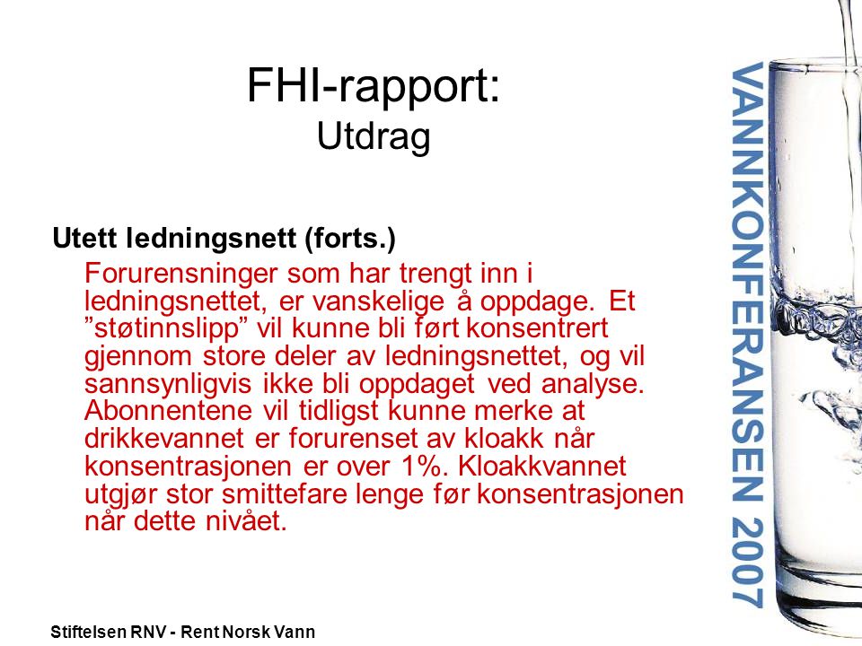 FHI-rapport: Utdrag Utett ledningsnett (forts.)