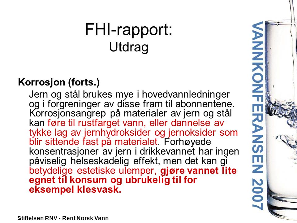 FHI-rapport: Utdrag Korrosjon (forts.)