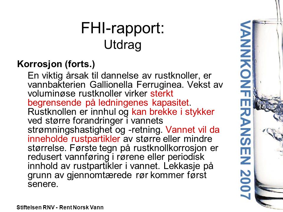 FHI-rapport: Utdrag Korrosjon (forts.)
