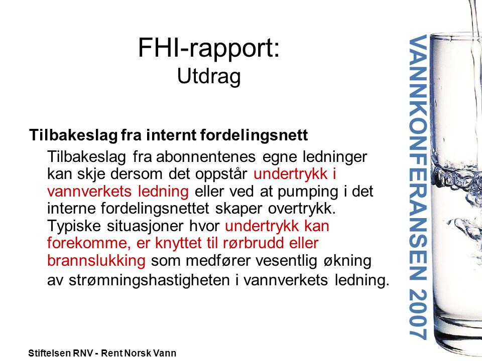FHI-rapport: Utdrag Tilbakeslag fra internt fordelingsnett
