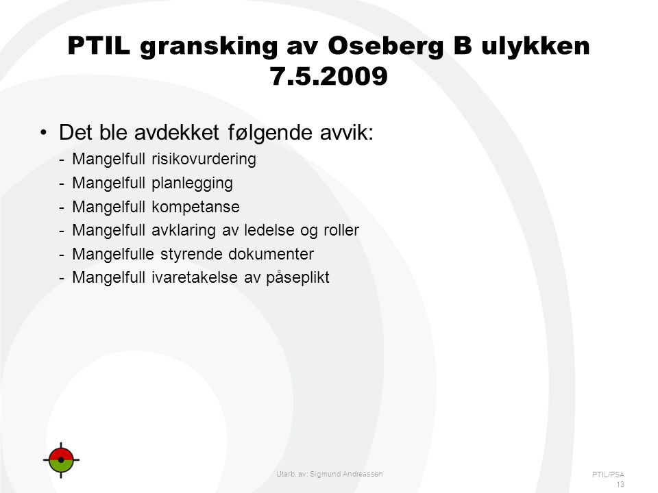 PTIL gransking av Oseberg B ulykken
