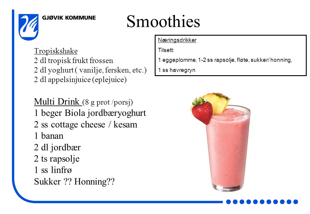 Smoothies Multi Drink (8 g prot /porsj) 1 beger Biola jordbæryoghurt