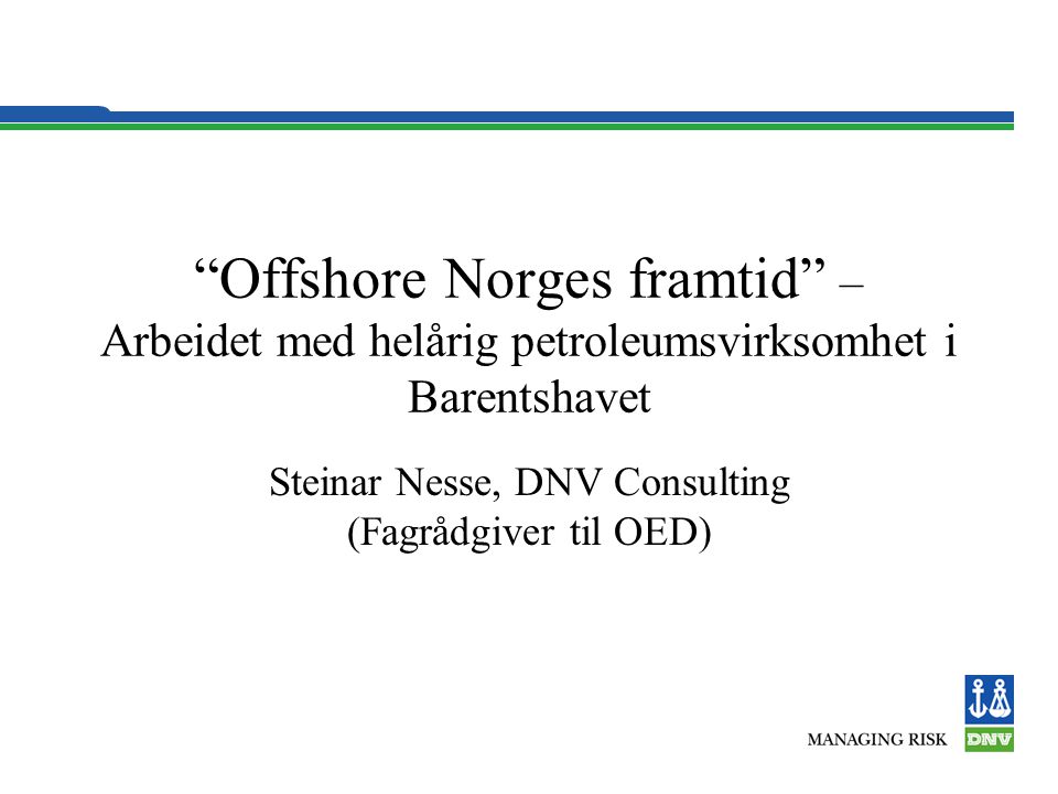 Steinar Nesse, DNV Consulting (Fagrådgiver til OED)