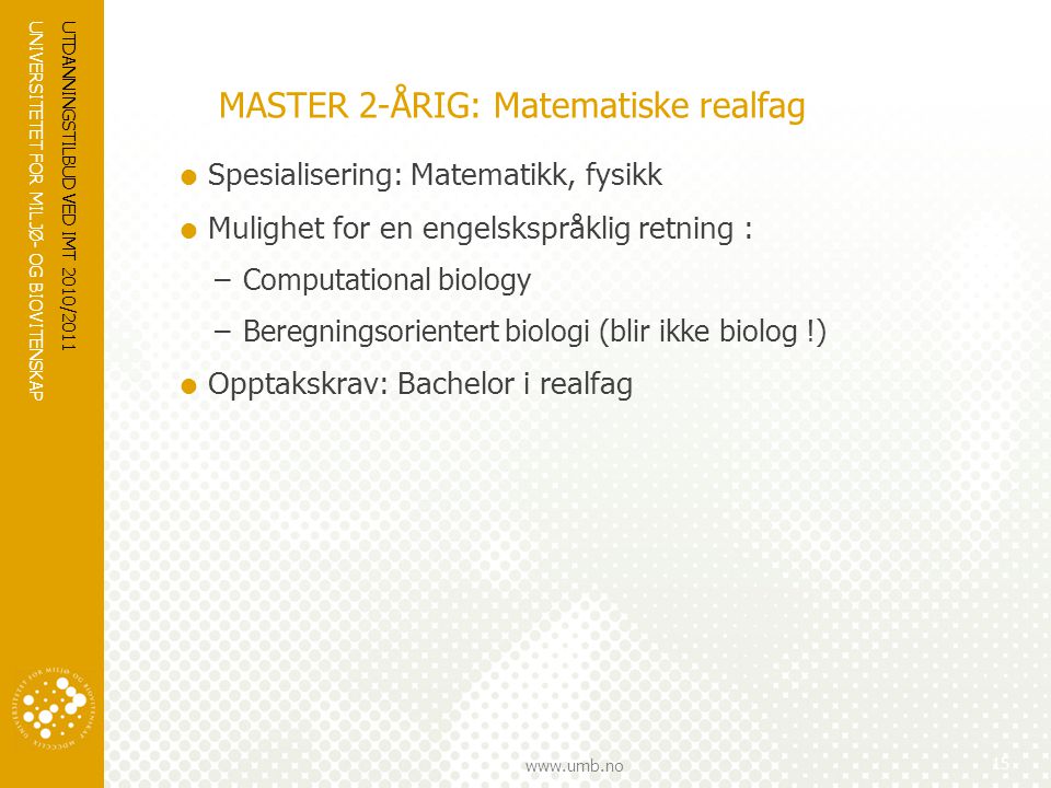 MASTER 2-ÅRIG: Matematiske realfag