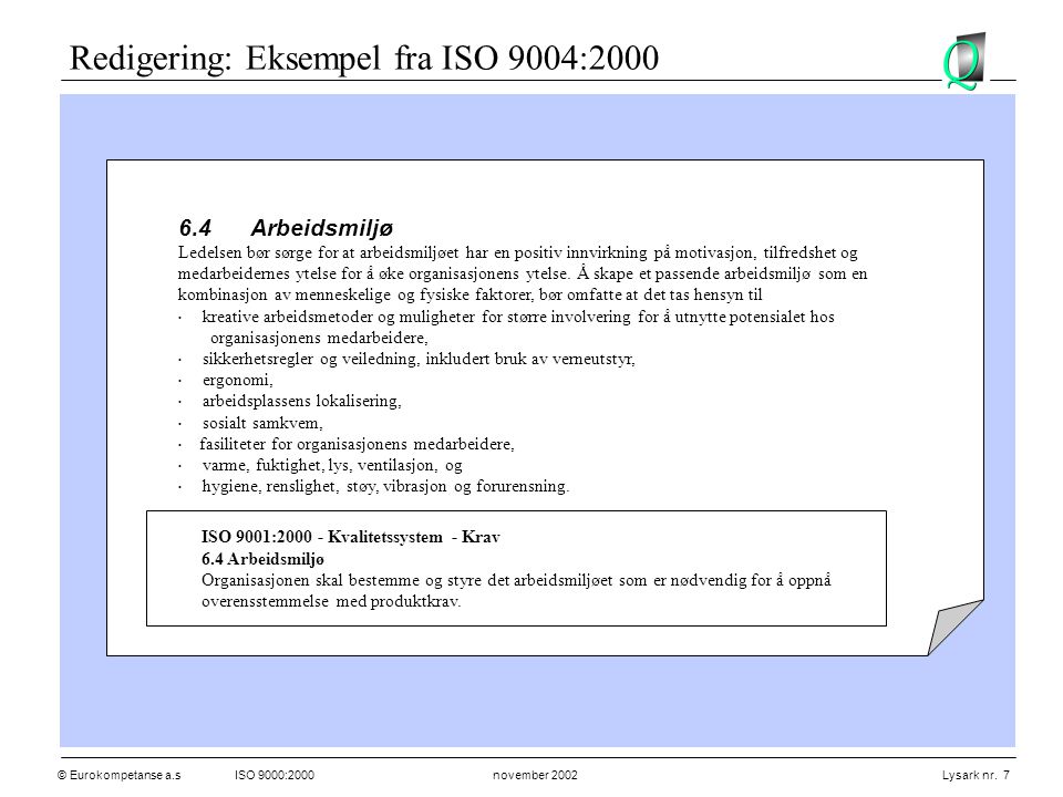 Redigering: Eksempel fra ISO 9004:2000