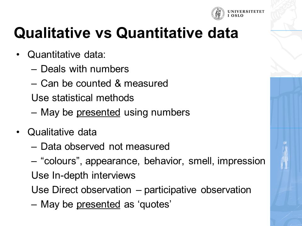 Qualitative vs Quantitative data