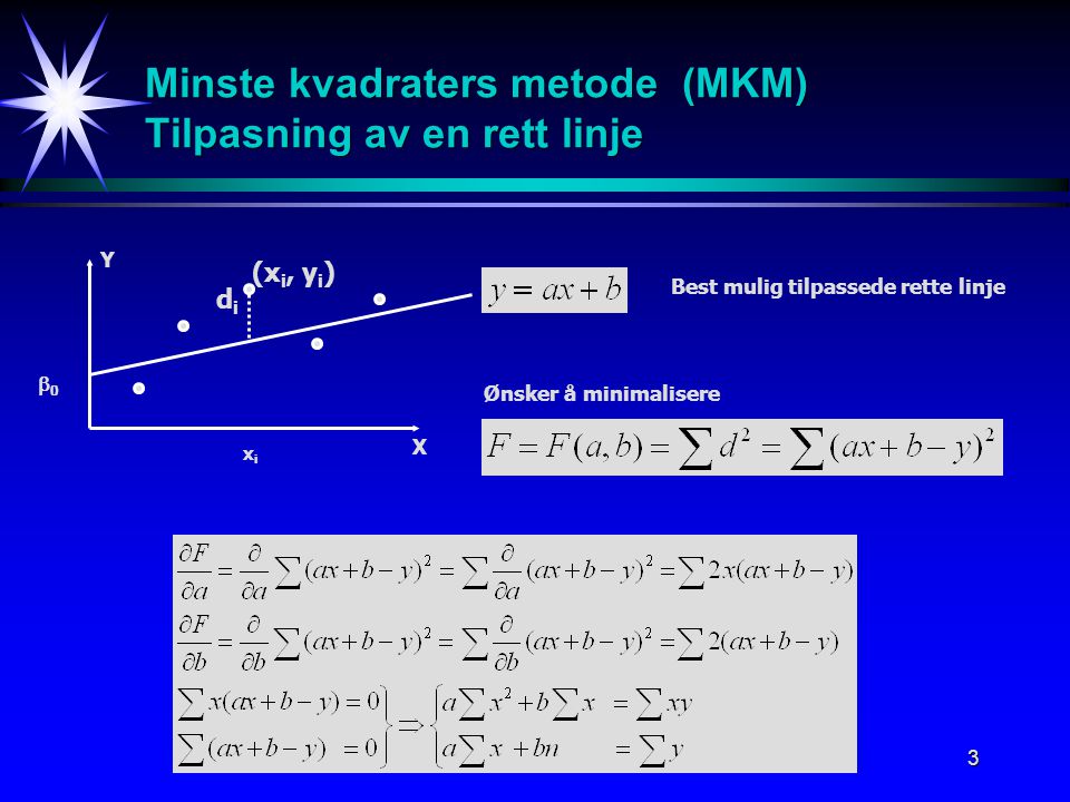 Minste kvadraters metode (MKM) Tilpasning av en rett linje