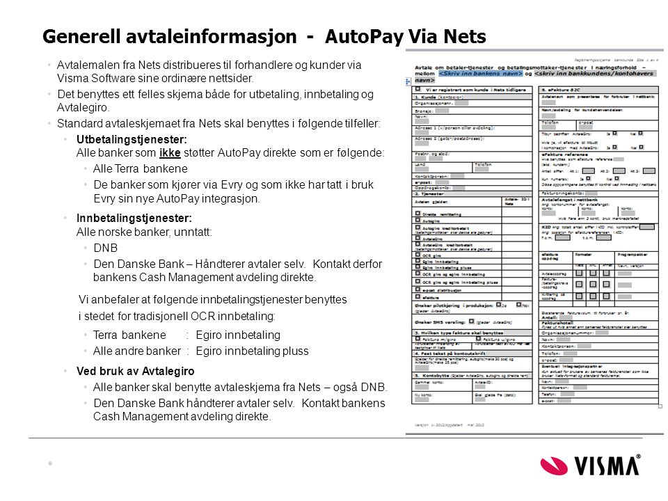 Generell avtaleinformasjon - AutoPay Via Nets