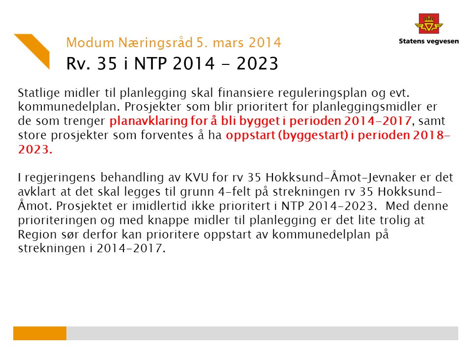 Rv. 35 i NTP Modum Næringsråd 5. mars 2014