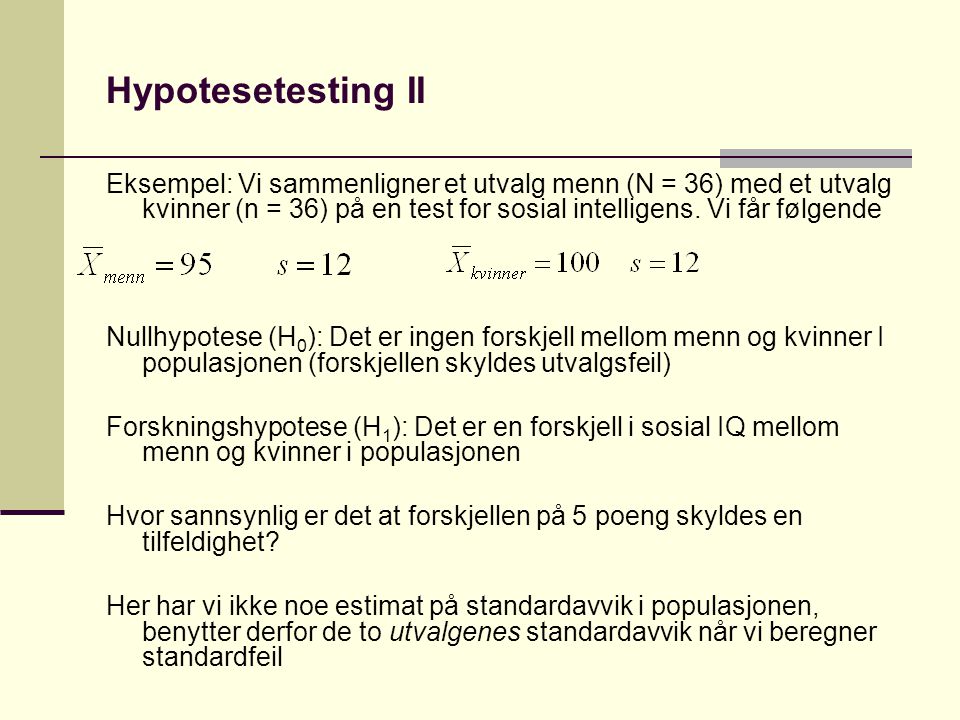 Hypotesetesting II
